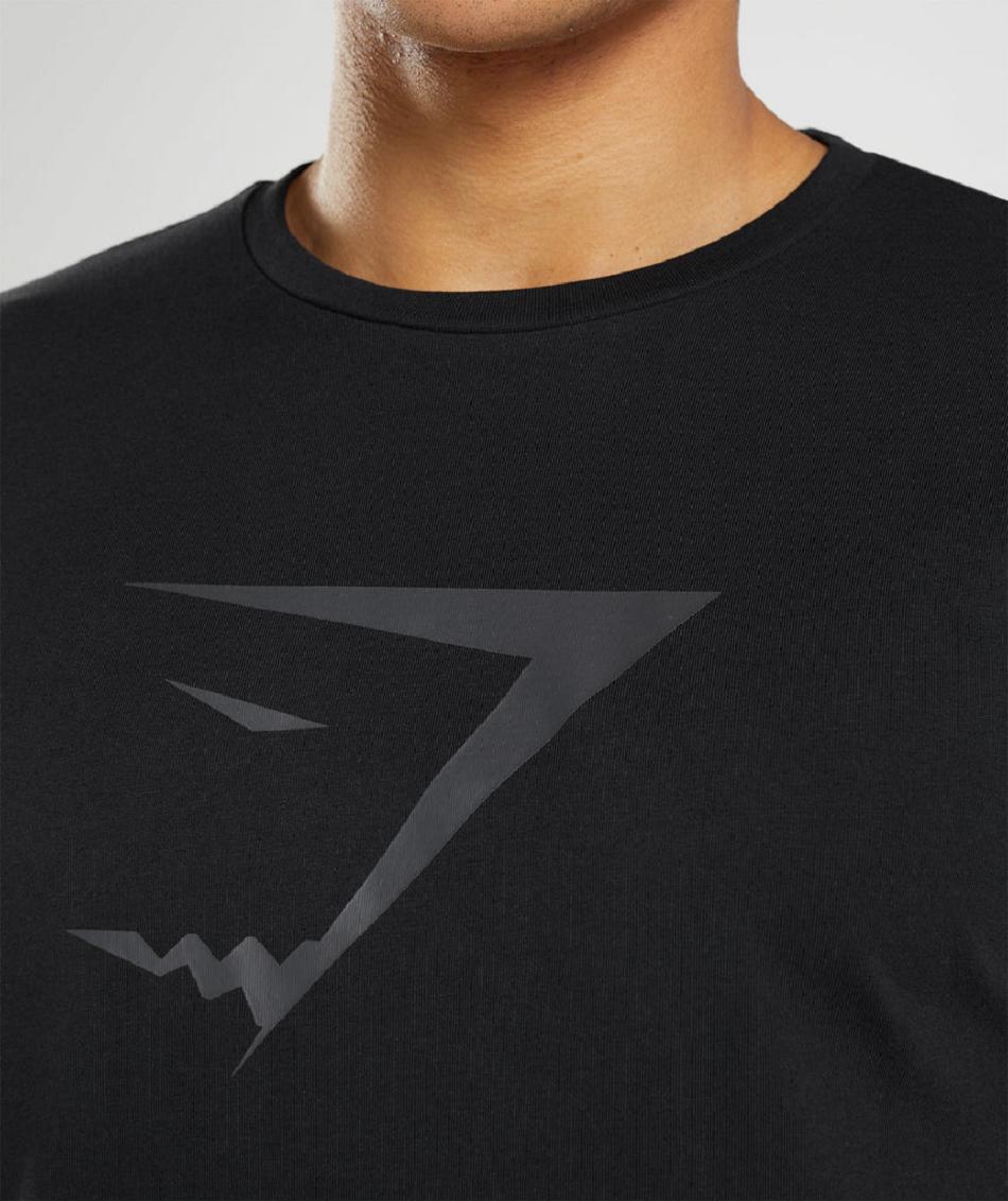 T Shirts Gymshark Sharkhead Infill Hombre Negras | CO 3298EBC